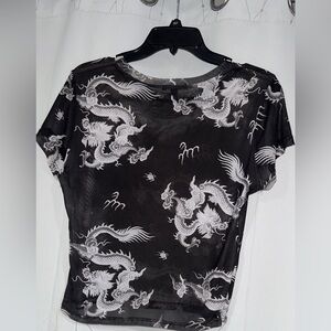 Fashion Nova Black and White Dragon Blouse